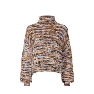 A.L.C. Handmade Multicolored Knit Soft 100% Merino Wool Turtleneck Sweater